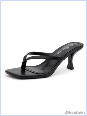 Kitten Heel Thong Sandals Square Open Toe Slip On Dressy Summer Heels